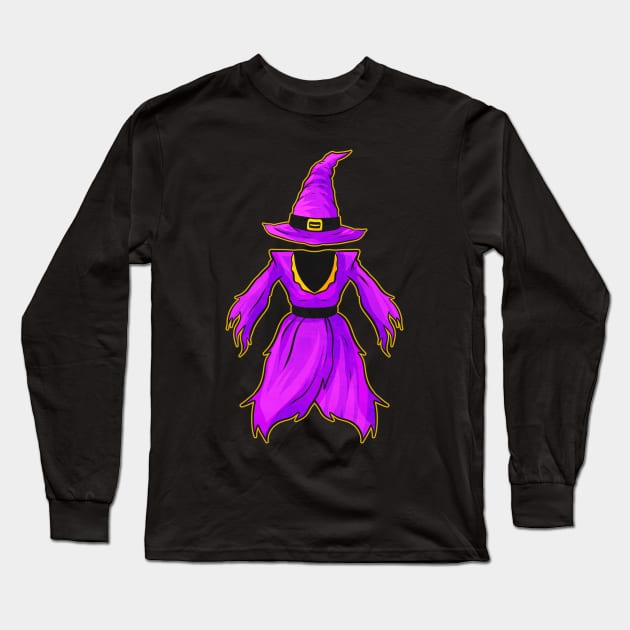 Evil Witch Outfit Hat And Dress Halloween Long Sleeve T-Shirt by SinBle